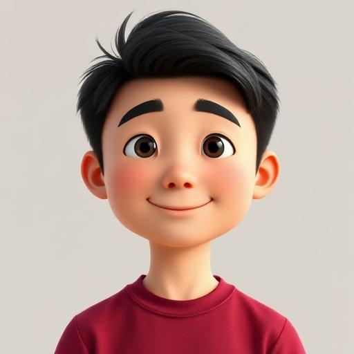 Calm Asian teen boy